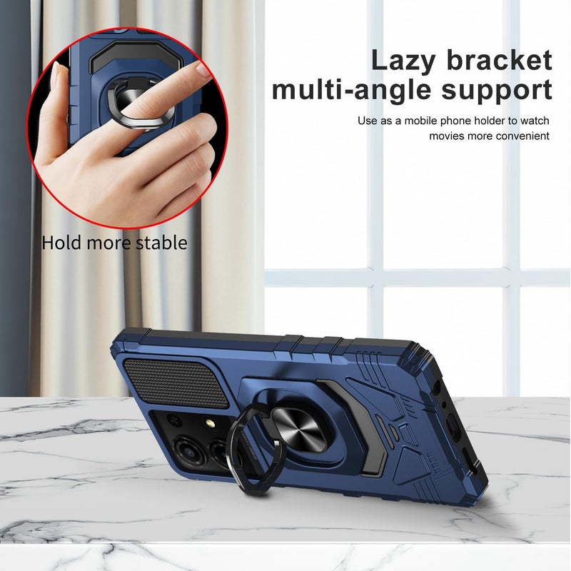 Mocotto for TCL K32/K33 5G 2025 Phone Case with Tempered Glass Screen Protector,Military Grade Shockproof Protective Cover,with Ring Kickstand (Blue) - Image 4